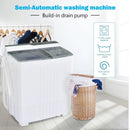 Twin Tub Portable Washing Machine with Timer Control and Drain Pump for Apartment-Gray by LJGDeals
