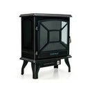 1400W Electric Stove Heater with 3-Level Flame Effect and 3-Sided View-Black by LJGDeals