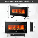 36 Inch Electric Wall Mounted Freestanding Fireplace with Remote Control-Black by LJGDeals
