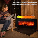 42 Inch Electric Wall Mounted Freestanding Fireplace with Remote Control-Black by LJGDeals