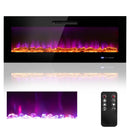 50/60 Inch Wall Mounted Recessed Electric Fireplace with Decorative Crystal and Log by DirectDeals
