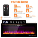 50/60 Inch Wall Mounted Recessed Electric Fireplace with Decorative Crystal and Log by DirectDeals