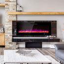 50/60 Inch Wall Mounted Recessed Electric Fireplace with Decorative Crystal and Log by LJGDeals