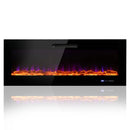 50/60 Inch Wall Mounted Recessed Electric Fireplace with Decorative Crystal and Log by DirectDeals