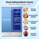 2-in-1 Beverage and Wine Cooler with Independent Temperature Control and LED Lights-Silver by LJGDeals