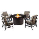 Aluminum 44-in Round Antique Copper Fire Table Set with Rocking Chairs
