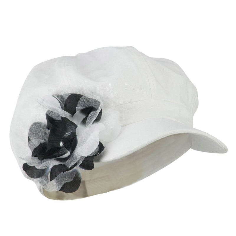 Flower Ribbon Trim Newsboy Cap