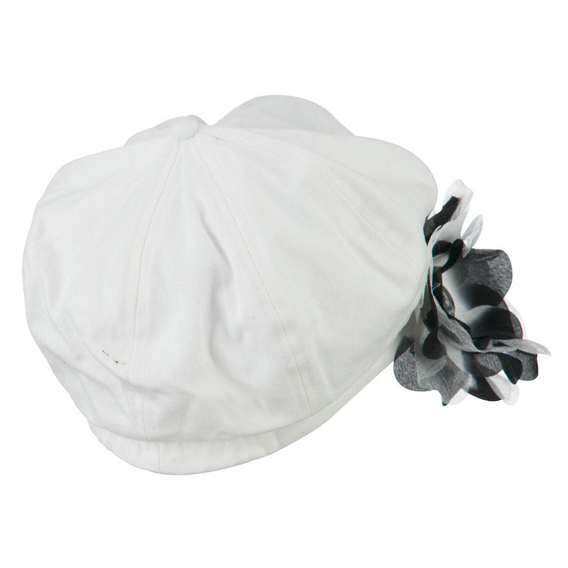 Flower Ribbon Trim Newsboy Cap