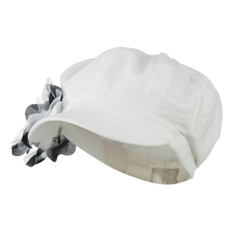 Flower Ribbon Trim Newsboy Cap