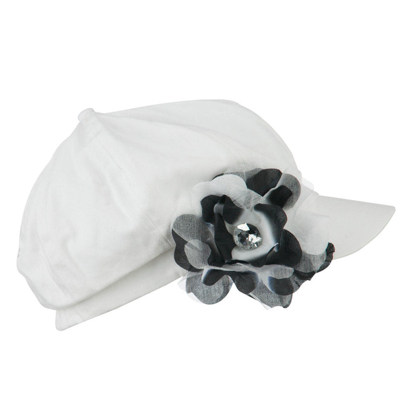 Flower Ribbon Trim Newsboy Cap