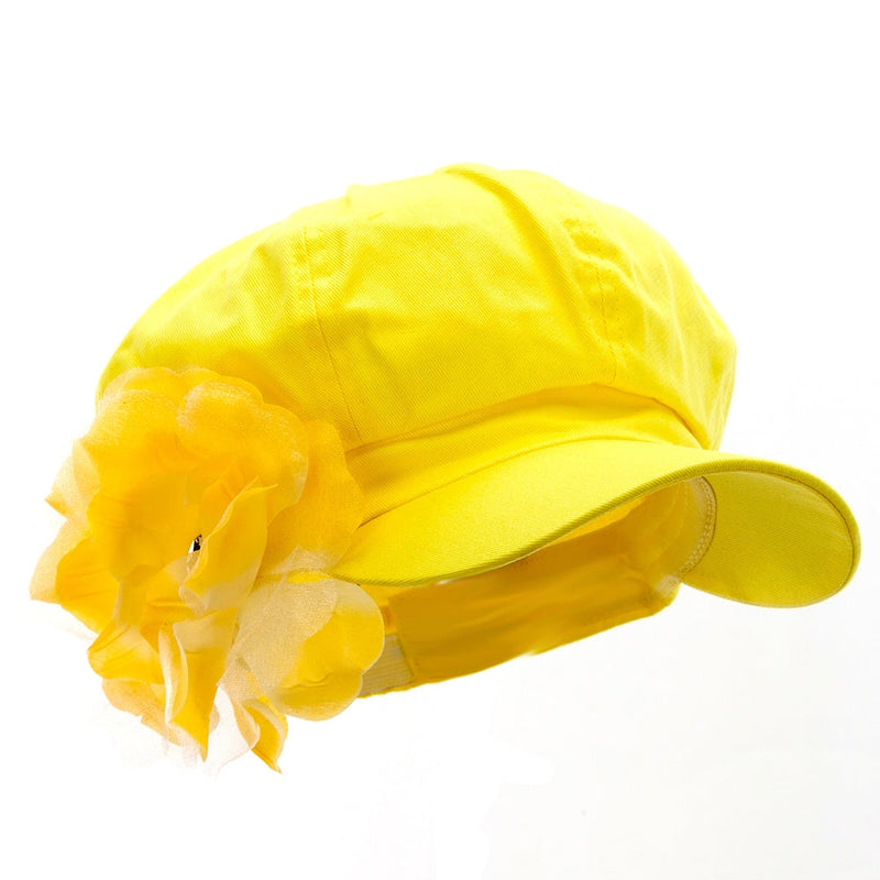 Flower Ribbon Trim Newsboy Cap