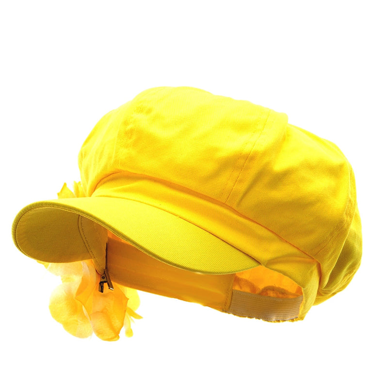 Flower Ribbon Trim Newsboy Cap