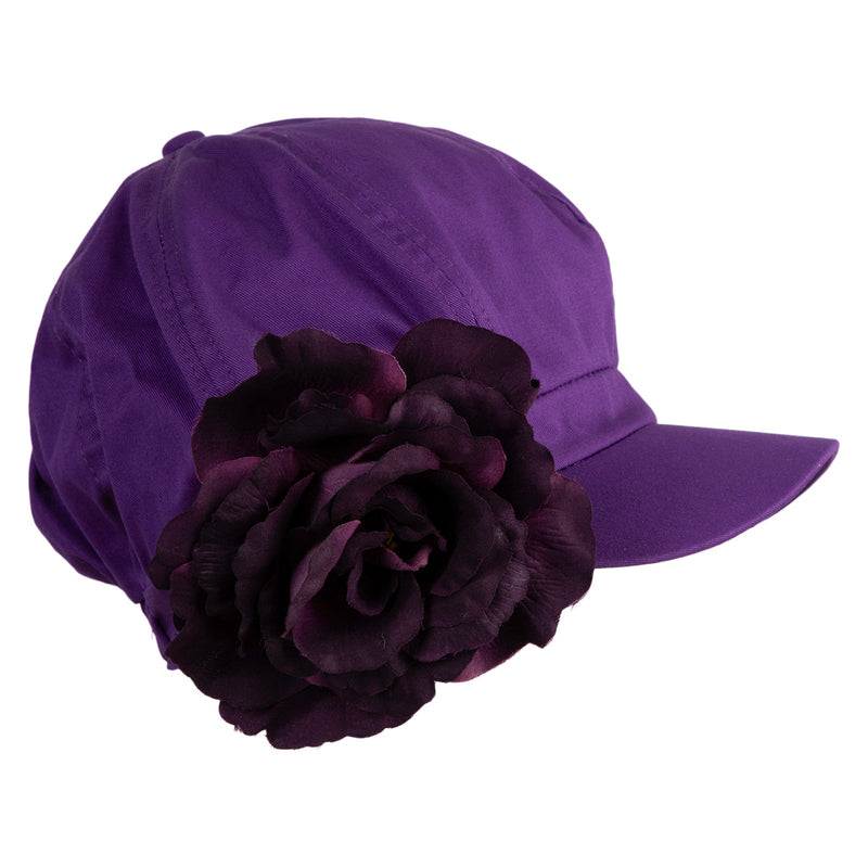Flower Ribbon Trim Newsboy Cap