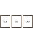 11x14 in, Set of 3, Walnut Oak Frame