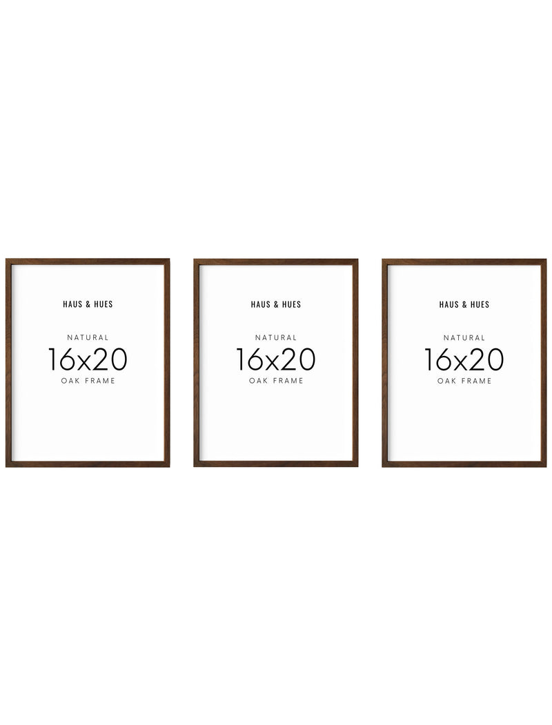 16x20 in, Set of 3, Walnut Oak Frame
