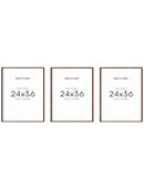 24x36 in, Set of 3, Walnut Oak Frame
