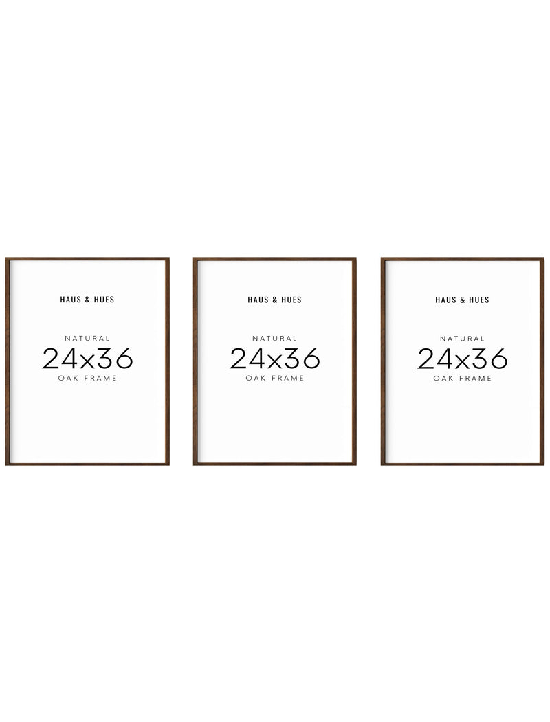 24x36 in, Set of 3, Walnut Oak Frame