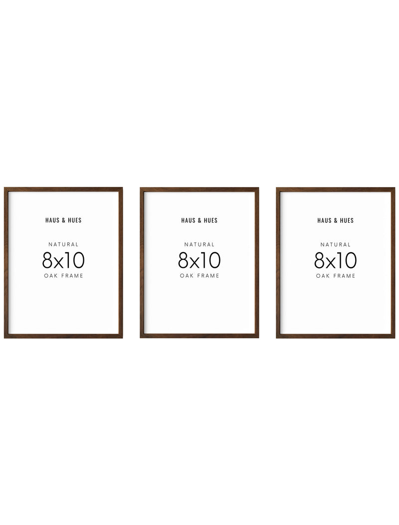 8x10 in, Set of 3, Walnut Oak Frame