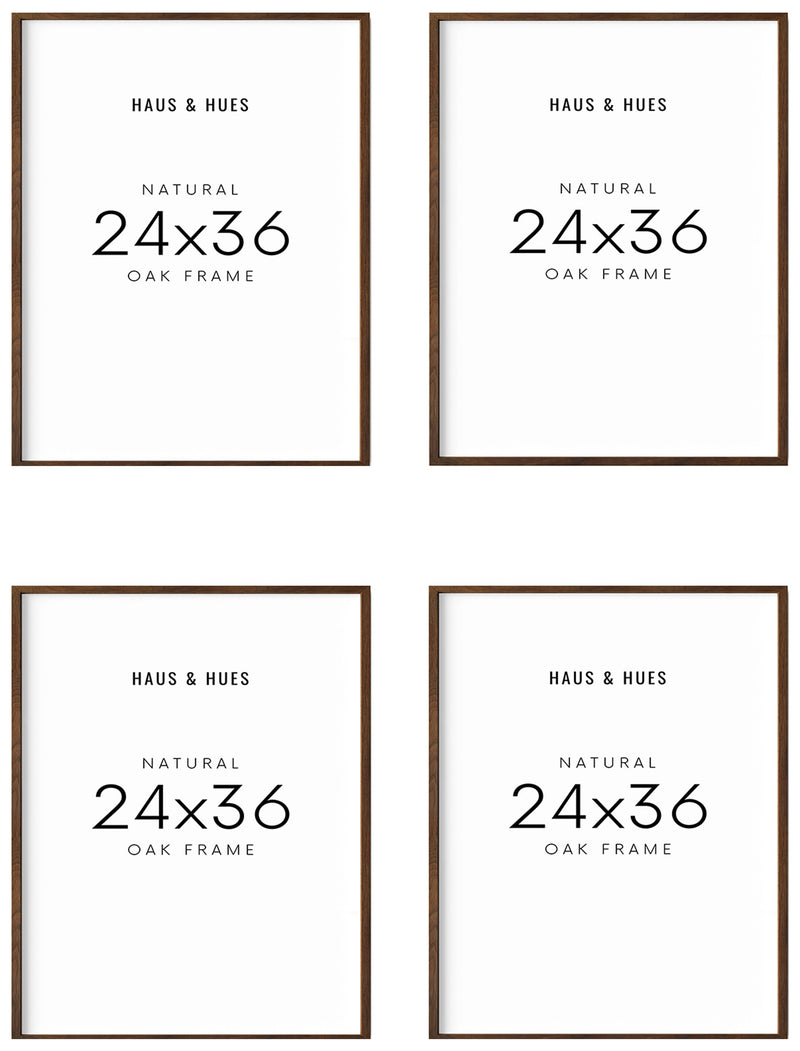 24x36 in, Set of 4, Walnut Oak Frame