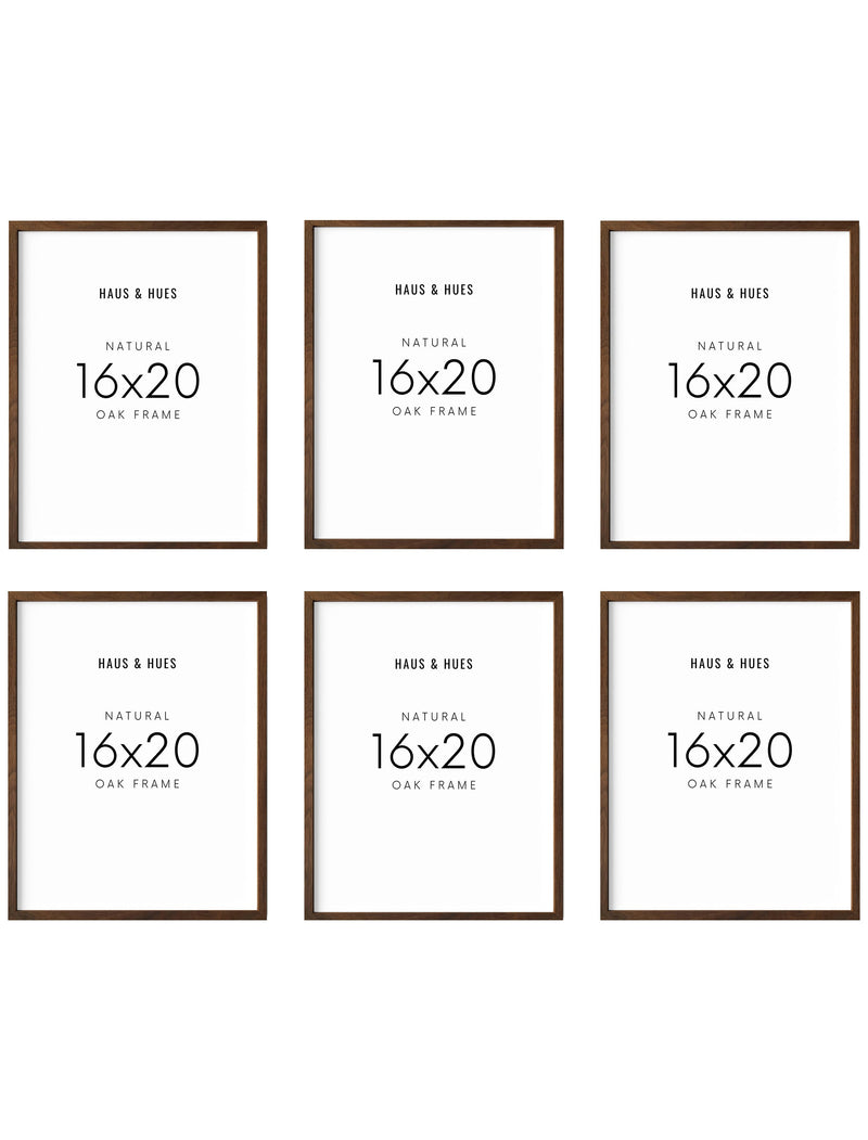 16x20 in, Set of 6, Walnut Oak Frame