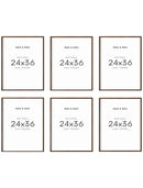 24x36 in, Set of 6, Walnut Oak Frame