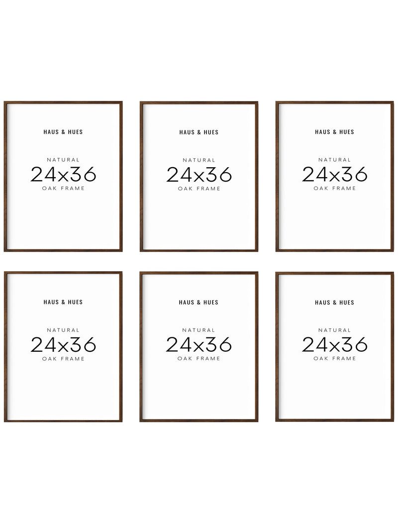 24x36 in, Set of 6, Walnut Oak Frame