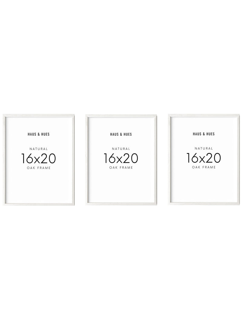 16x20 in, Set of 3, White Oak Frame