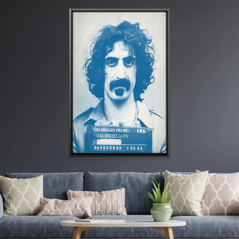 Franck Zappa Mugshot Blue Canvas