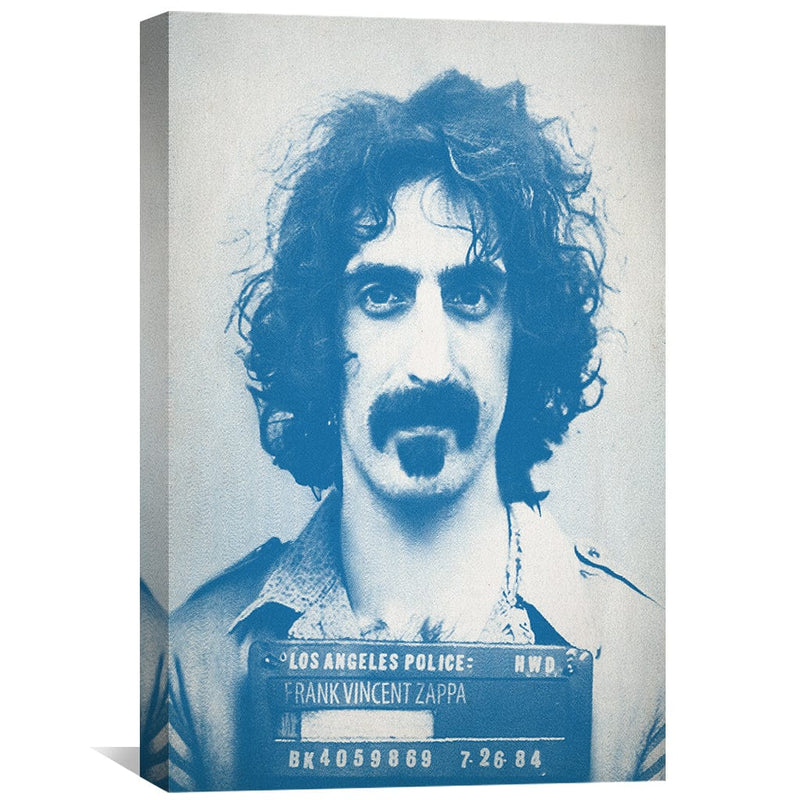 Franck Zappa Mugshot Blue Canvas