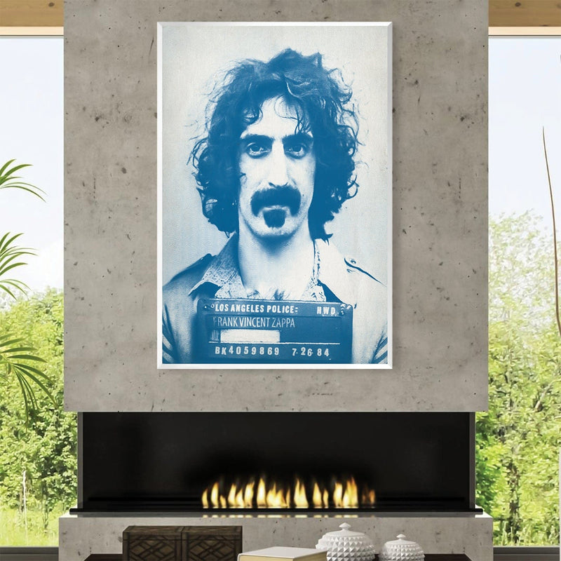 Franck Zappa Mugshot Blue Canvas