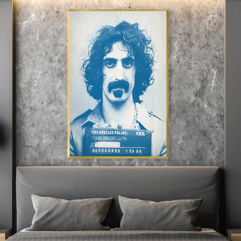 Franck Zappa Mugshot Blue Canvas