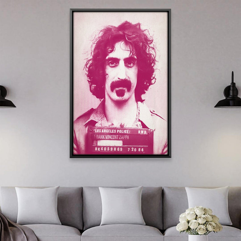 Franck Zappa Mugshot Magenta Canvas