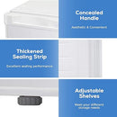 Free Standing Upright Freezer with Removable Shelf, Adjustable Thermostat, Compact Reversible Single Door Vertical Freezers