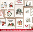 Vintage Christmas Tree Wall Art with Free 100+ Christmas Print