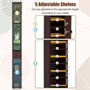 Freestanding Slim Bathroom Cabinet with Drawer and Adjustable Shelves-Brown