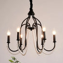 GobekUsa Black E14 Candle Chandelier: French Living Room Pendant Lighting for Home Decor