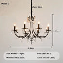 GobekUsa Black E14 Candle Chandelier: French Living Room Pendant Lighting for Home Decor