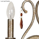 GobekUsa French Country Iron Candle Wall Sconce with Crystal Deco - Aged Silver 2-Light Fixture