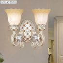 GobekUsa French Country Blossom Wall Sconce - Opaline Glass Lighting with Swirl Arm in Gold