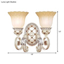 GobekUsa French Country Blossom Wall Sconce - Opaline Glass Lighting with Swirl Arm in Gold