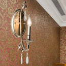 GobekUsa French Country Bedroom Wall Lamp - Brass Finish Sconce Light with Crystal Accent