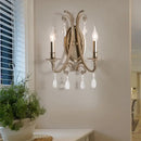 GobekUsa French Country Bedroom Wall Lamp - Brass Finish Sconce Light with Crystal Accent