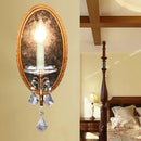 GobekUsa French Country Clear Crystal Wall Sconce - Antique Brass 1-Head Wall Lighting