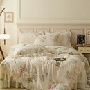 GobekUsa French Country Flowers Print Bedding Set with Lace Ruffles