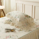 GobekUsa French Country Flowers Print Bedding Set with Lace Ruffles