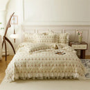 GobekUsa French Country Flowers Print Bedding Set with Lace Ruffles