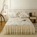 GobekUsa French Country Flowers Print Bedding Set with Lace Ruffles