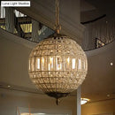 GobekUsa French Country Globe Pendant Chandelier - Crystal-Encrusted Brass Suspension Lamp