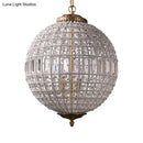 GobekUsa French Country Globe Pendant Chandelier - Crystal-Encrusted Brass Suspension Lamp