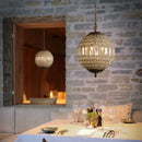 GobekUsa French Country Globe Pendant Chandelier - Crystal-Encrusted Brass Suspension Lamp
